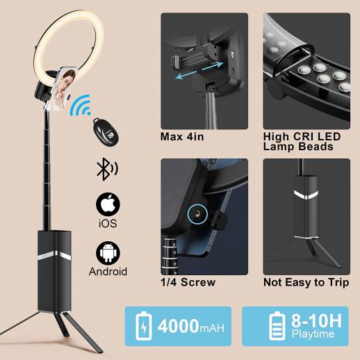 Selfie Ring Light Tripod Stand Mobile Holder Remote - Temu