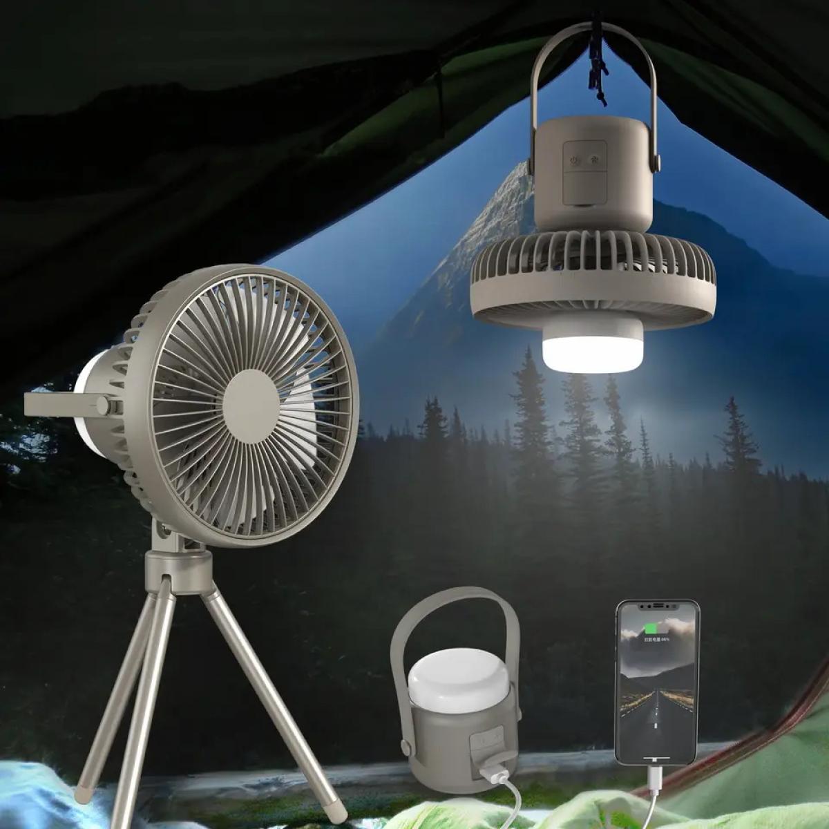 Camping fan with LED light, three wind speeds KENTFAITH