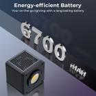 LED-valo videokuvaukseen, 60W 6700mAh-akulla, PD / AC-tulo, 2500K-6500K 19700 Lux@1m , 360 ° täysi väri, TLCI≥97, CRI≥95, Kentfaith
