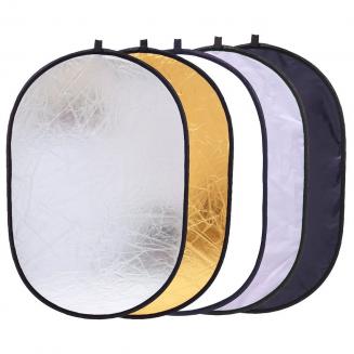 5 in 1 Oval Light Reflector 24 x 35 inch (60 x 90cm) Portable Collapsible Photography Studio Camera Lighting Reflectors/Diffuser Kit with Carrying Case