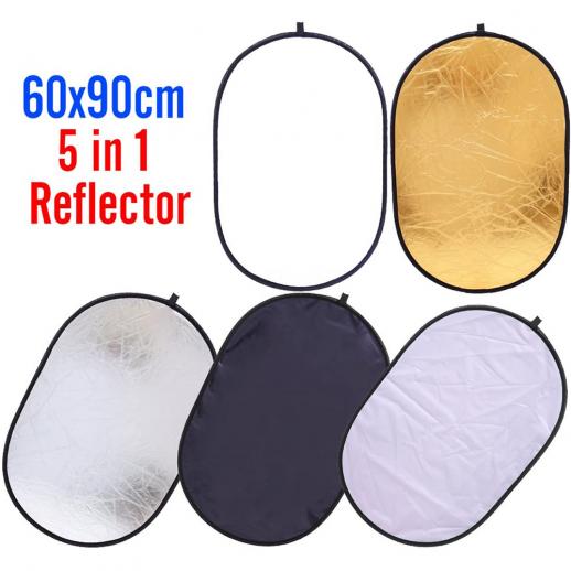 5 in 1 New Photography Collapsible Light Reflector Diffuser 60x90cm Set Hot 