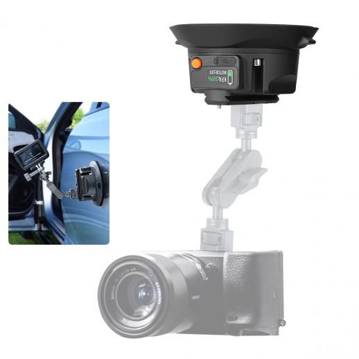 Camera Suction Cup Mount on Car Windshield Dash with 1/4" & 3/8" Mounting Holes & NATO Rail, Auto-Revacuum, 72H Battery Life, Kentfaith