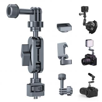4.5in Magic Arm Camera Mount with NATO Clamp, Dual Ball Head 360°  Adjustment, 1/4"-20 Screw, Anti-Twist, for Action Cameras, Monitors, LED Lights, Fill Lights, Kentfaith