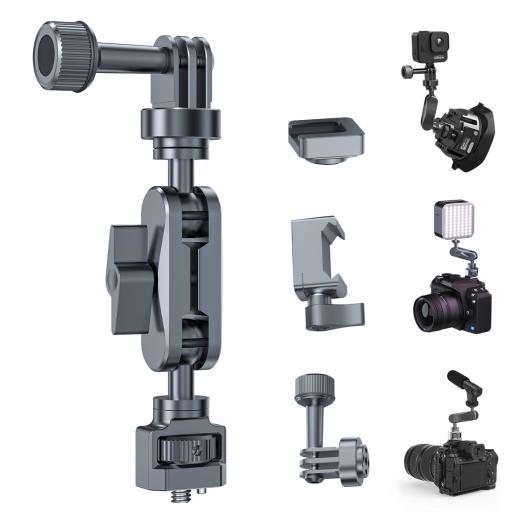4.5in Magic Arm Camera Mount with NATO Clamp, Dual Ball Head 360°  Adjustment, 1/4"-20 Screw, Anti-Twist, for Action Cameras, Monitors, LED Lights, Fill Lights, Kentfaith