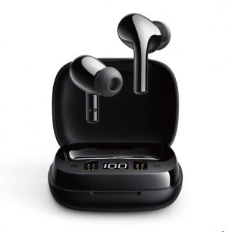 JR-TL6 Bilateral Bluetooth Earphones Bluetooth 5.0 Mini Earbuds Digital Display HiFi Deep Bass Bluetooth Headset Black