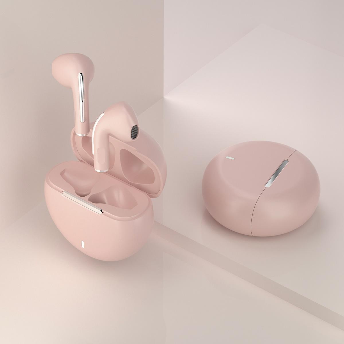 Pro8s Bluetooth Earphones Ture Wireless Sports Headset 24H Cyclic Playtime Headphones with Type C Charging Case and mic, in-Ear Stereo Earphones Headset Pink