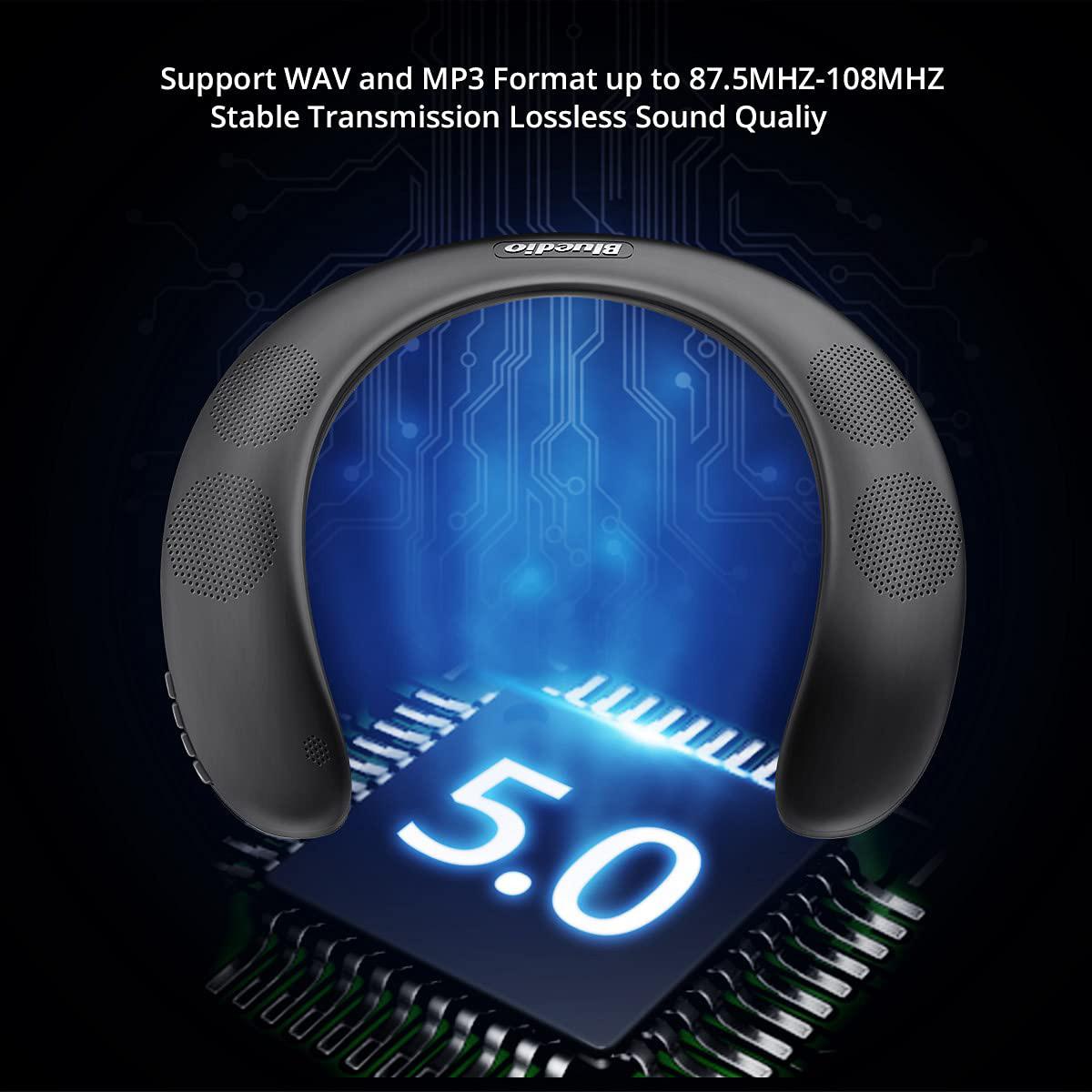 Bluedio HS Neckband Portable Bluetooth Speaker, Wireless Wearable Body Speaker with FM Radio/Micro SD Card, Lightweight Outdoor Speaker Private Music for Cycling, Hiking, Hand-free Call