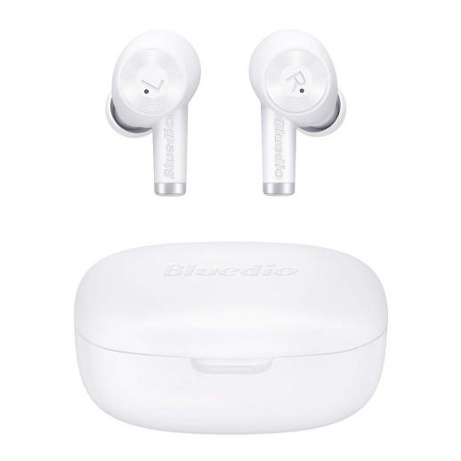 Bluedio Ei Bluetooth Wireless Earbuds Wireless Headphones In-Ear Headphones with Charging Case, 40H Playtime, Car Headphones with Built-in Microphone Supports Wireless Charging,  for Sports/Work, White
