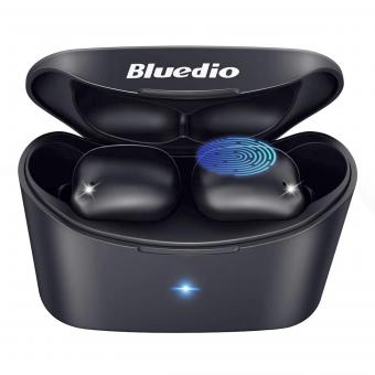 Bluetooth 5.0ワイヤレスイヤフォン、Bluedio T Elf 2 Trueワイヤレスヘッドホン充電ケース付きインイヤーヘッドホン、仕事/スポーツ用マイク内蔵ミニカーヘッドホン、6Hプレイタイム、LEDインジケーター
