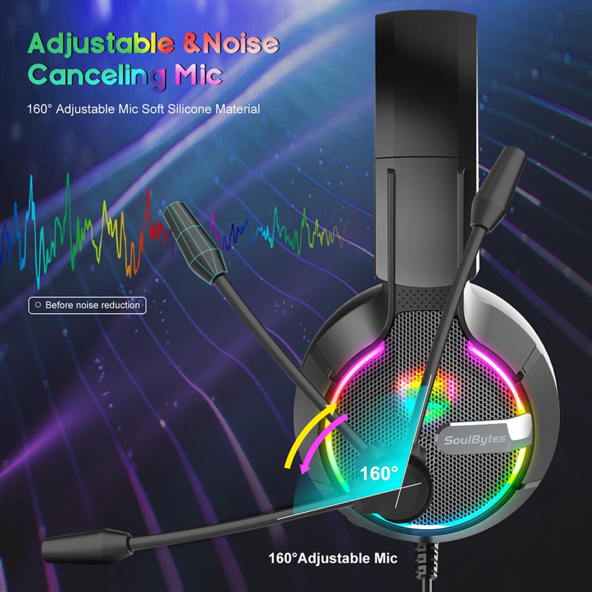 SoulBytes S9 Auriculares estéreo para juegos para PS4 PC Xbox One  Controlador PS5, cancelación de ruido Auriculares con micrófono, luces LED  - K&F Concept