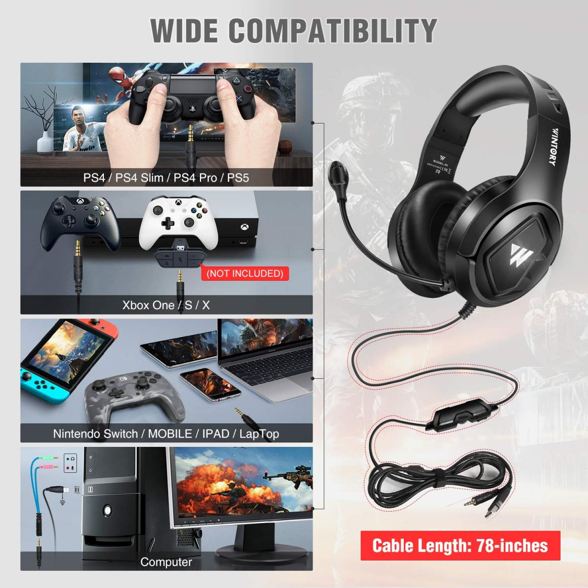 Per PS4 PS5 cuffie Wireless per giocatori con microfono casco da gioco  pieghevole con trasmettitore Bluetooth