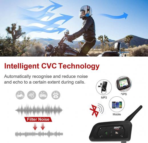  EJEAS V6 Pro Motorcycle Bluetooth Headset, 2 Riders Intercom  Bluetooth 5.1 Helmet Communication System with Hands-Free Call and Noise  Reduction for Motorcycling Skiing and Climbing (2 Pack) : Automotive