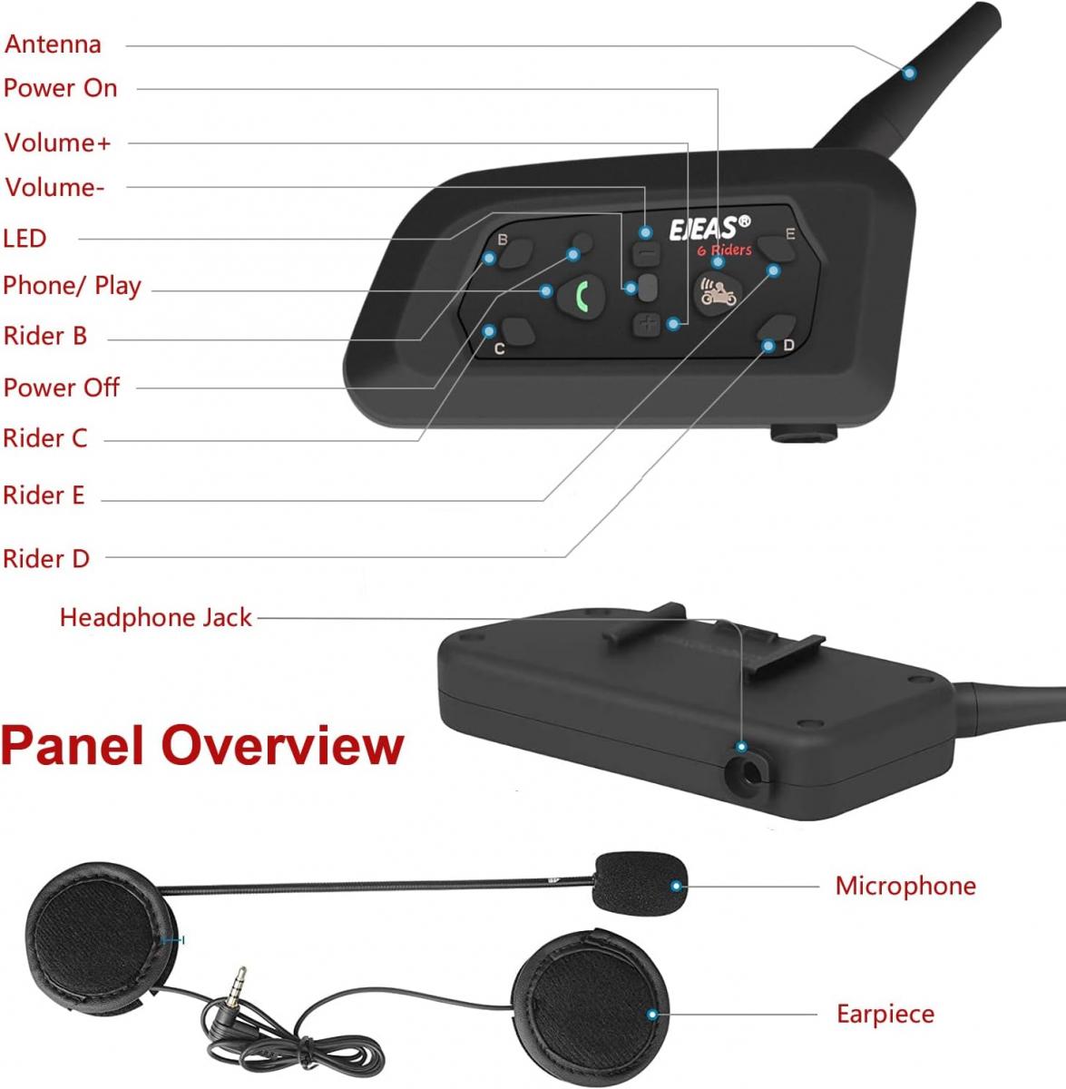 Motorcycle Bluetooth earphones, supporting 6rider 800M