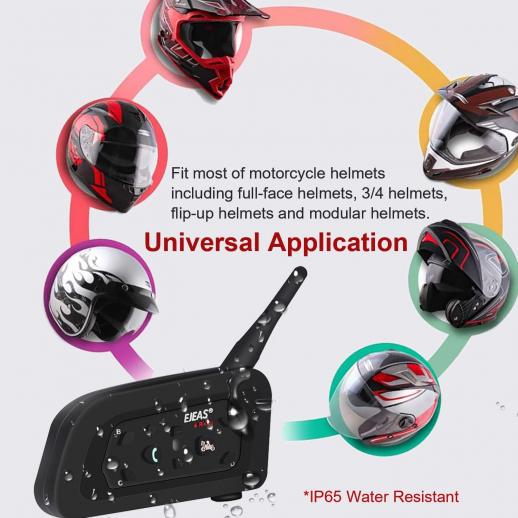 Motorcycle helmet Bluetooth intercom, Bluetooth 5.1 motorcycle earphone,  with CVC noise reduction and FM radio function, capable of 4 riders talking  simultaneously within the 1500M range (1 set) - KENTFAITH