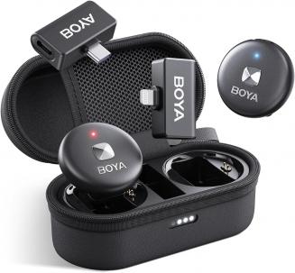 BOYA Microfone Lavalier Sem Fio para iPhone Android 30Hrs Bateria Vida 164FT Faixa