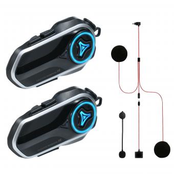 Motorcycle Helmet Headset, 2 Riders Bluetooth Intercom, Unlimited Group APP Intercom, Bluetooth 5.4,  Universal Pairing Audio Multitasking, 2 Pack, Kentfaith