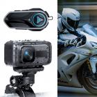 バイク用ヘルメットヘッドセット＆バイクダッシュカムコンボ、2人用Bluetoothインターホン、無制限グループAPPインターホン、Bluetooth 5.4、2K解像度のバイクダッシュカム、140°広角、WiFiコントロール、USB電源、Kentfaith