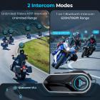 バイク用ヘルメットヘッドセット＆バイクダッシュカムコンボ、2人用Bluetoothインターホン、無制限グループAPPインターホン、Bluetooth 5.4、2K解像度のバイクダッシュカム、140°広角、WiFiコントロール、USB電源、Kentfaith