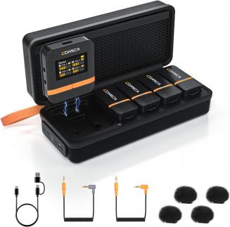 Wireless Lavalier Microphone System with 4 Transmitters and 1 Receiver