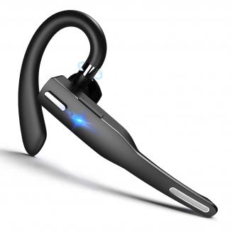 Bud-Free Bluetooth Headset CVC8.0 Dual-Mic Noise Cancelling Single Ear Wireless Headphone HandsFree Earpiece with 12Hours Talking Time for iPhone Android Driving Biking Business Meeting Office 