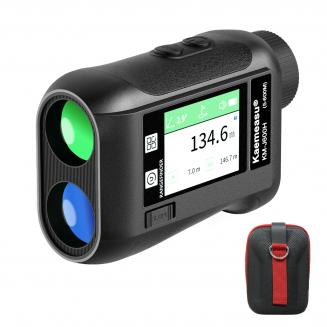 Telêmetro de golfe KM-J1200H com tela LCD HD colorida sensível ao toque, telêmetro de caça a laser recarregável de 1200m de alta precisão, ampliação de 6,5x, medição rápida, foco giratório, medição de localização de agulha, anúncio de voz, nível IP54 à pr