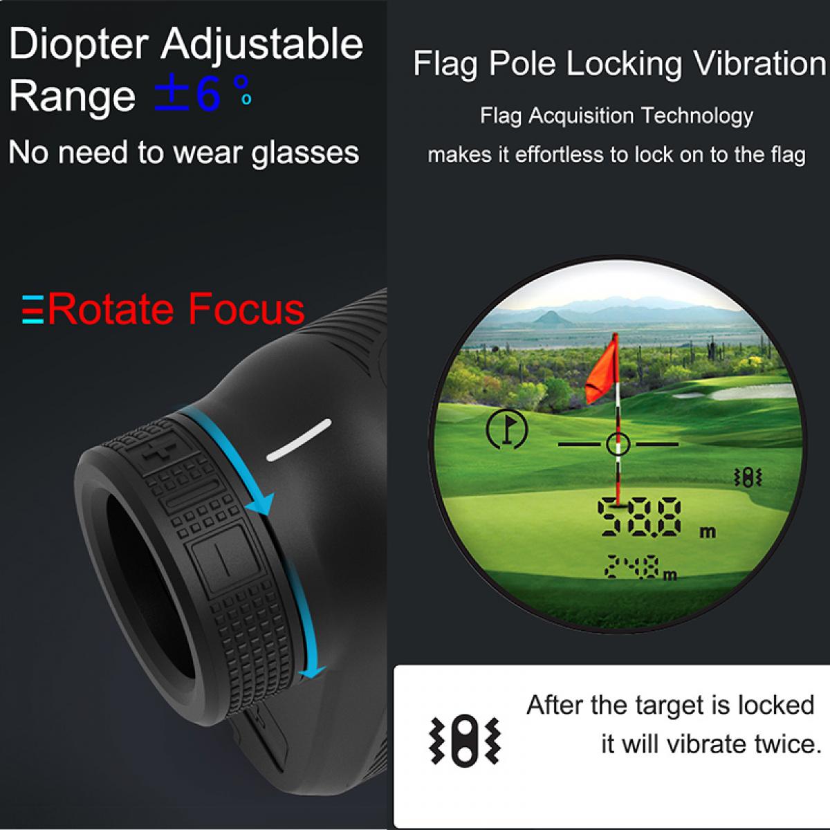 SNDWAY golf rangefinder, fast focus flagstick lock, support 6 times