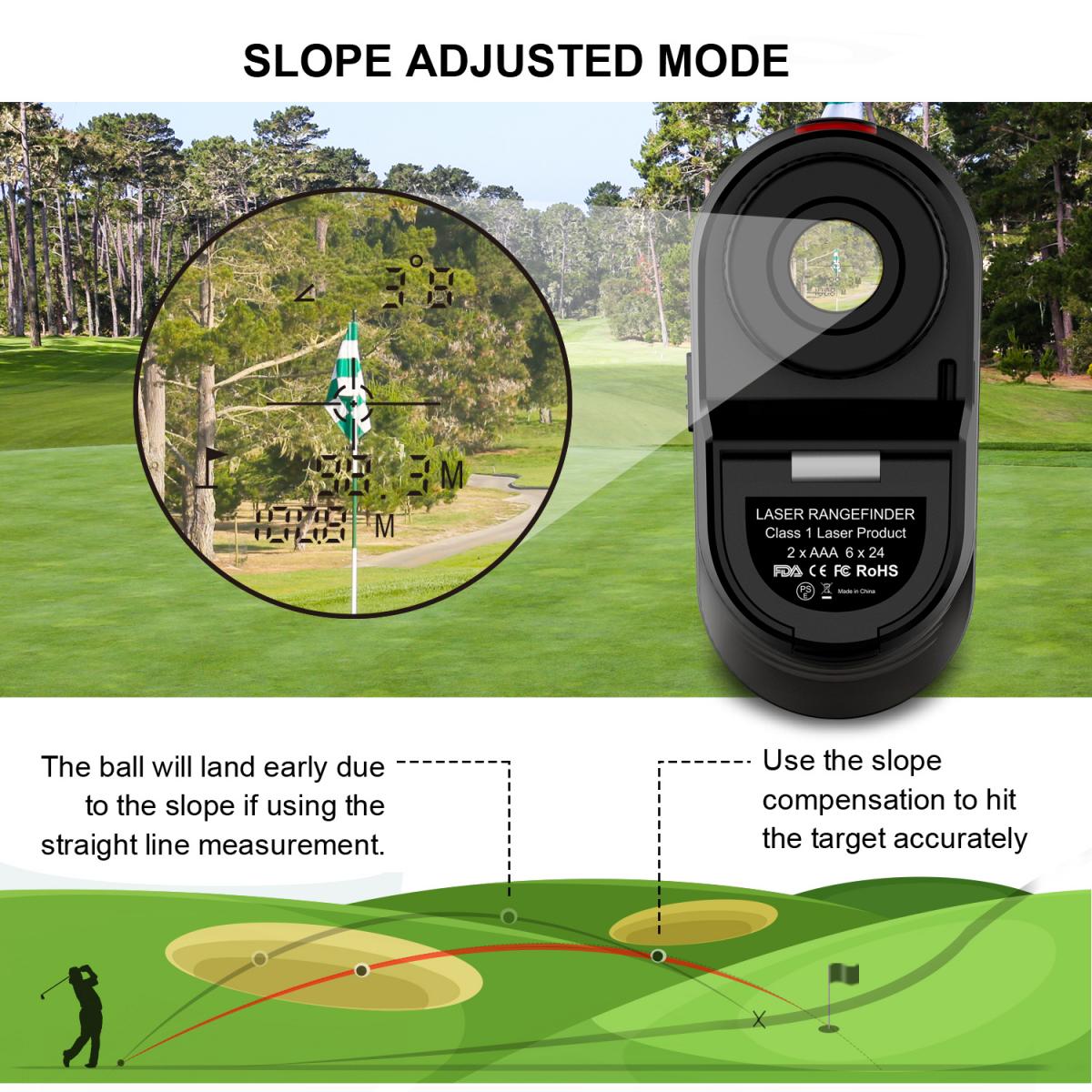 KMD600H Golf Rangefinder with Slope, 6X Rechargeable Laser Rangefinder