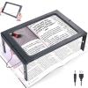 Magnifier for reading, 3x luminous magnifier with 12 LED lights, foldable magnifier with 2 power modes, provides evenly illuminated reading area, suitable for reading, low vision and the elderly