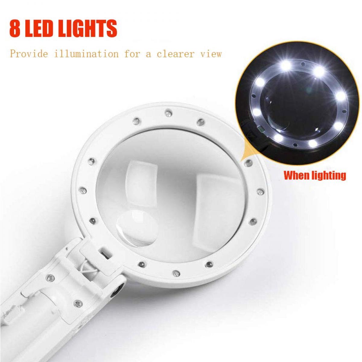 2in1 Lightweight Magnifying Glass with Light and Stand, TwoLevel