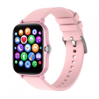 Y20 smart watch with heart rate and sleep monitoring, 1.7-inch full touch screen, smart female and male fitness watch, compatible with Android iPhone iOS pink