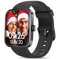 ID206スマートウォッチ、内蔵フィットネストラッカー、心拍数と血中酸素モニター、睡眠モニター、iPhoneとAndroidとの互換性、黒