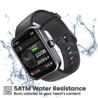 ID206スマートウォッチ、内蔵フィットネストラッカー、心拍数と血中酸素モニター、睡眠モニター、iPhoneとAndroidとの互換性、黒