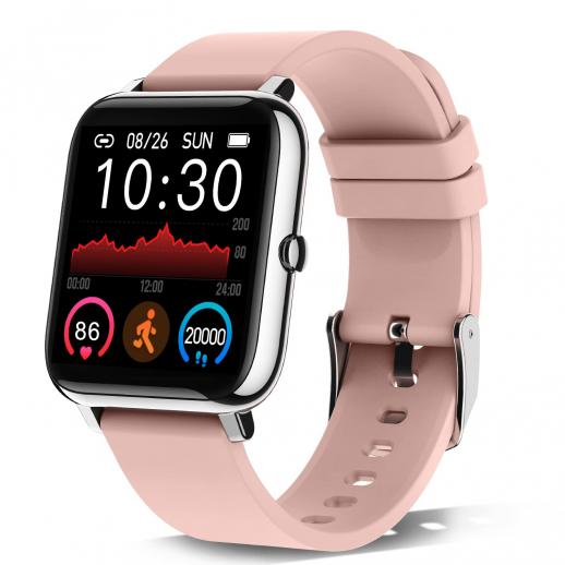 P22 Smart Watch Fitness Tracker for Android Phone、心拍数と睡眠モニターを備えたフィットネストラッカー、IP67防水歩数計アクティビティトラッキングピンク