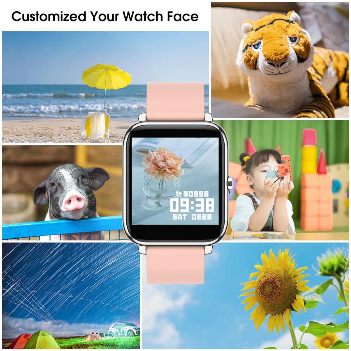P22 Smart Watch Fitness Tracker for Android Phone、心拍数と睡眠モニターを備えたフィットネス