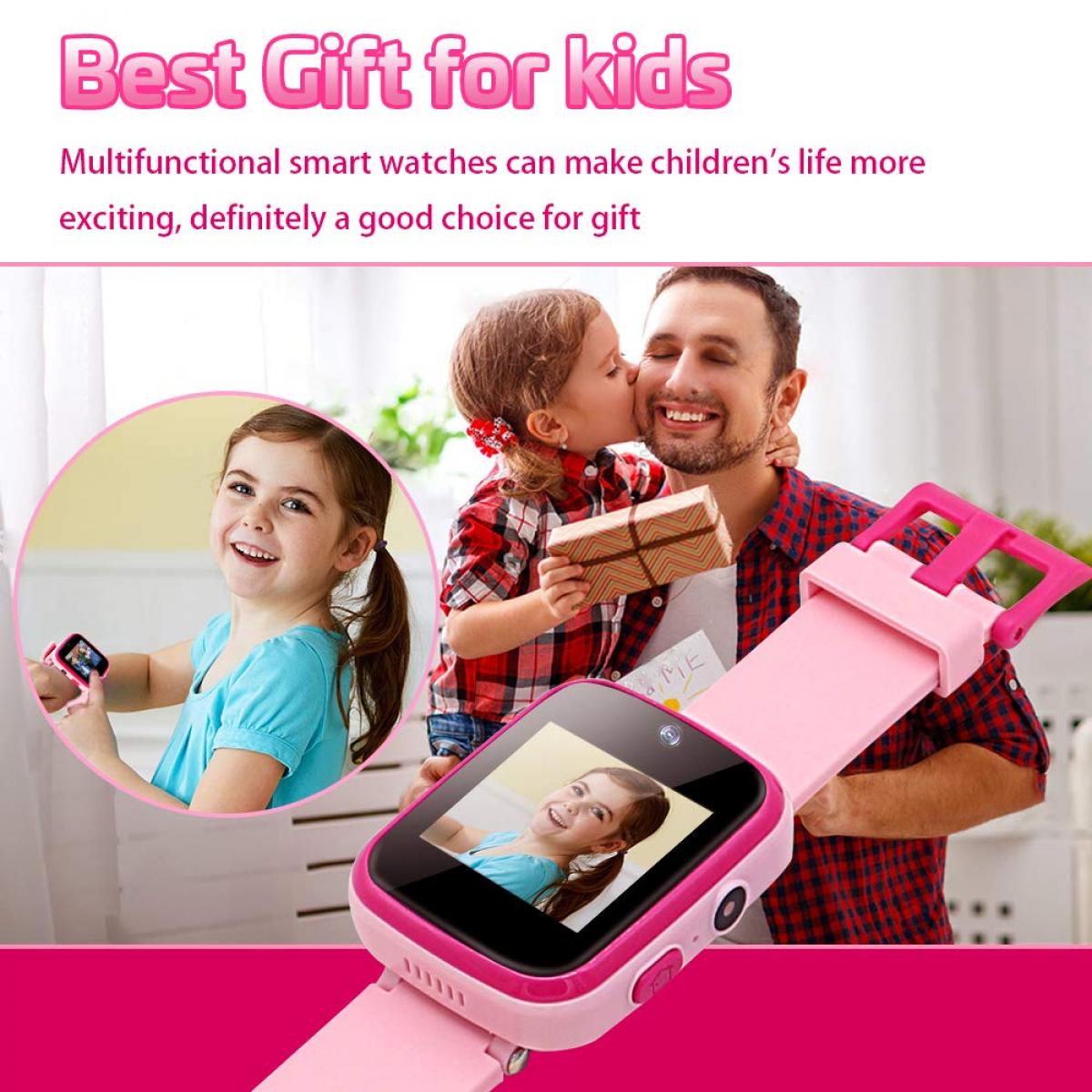 Y90 Reloj inteligente para niños Juguetes 3-8 años Niñas Reloj para niños  pequeños HD Cámara dual Rosa Reloj para niños Todo en uno 5-12 años Niñas