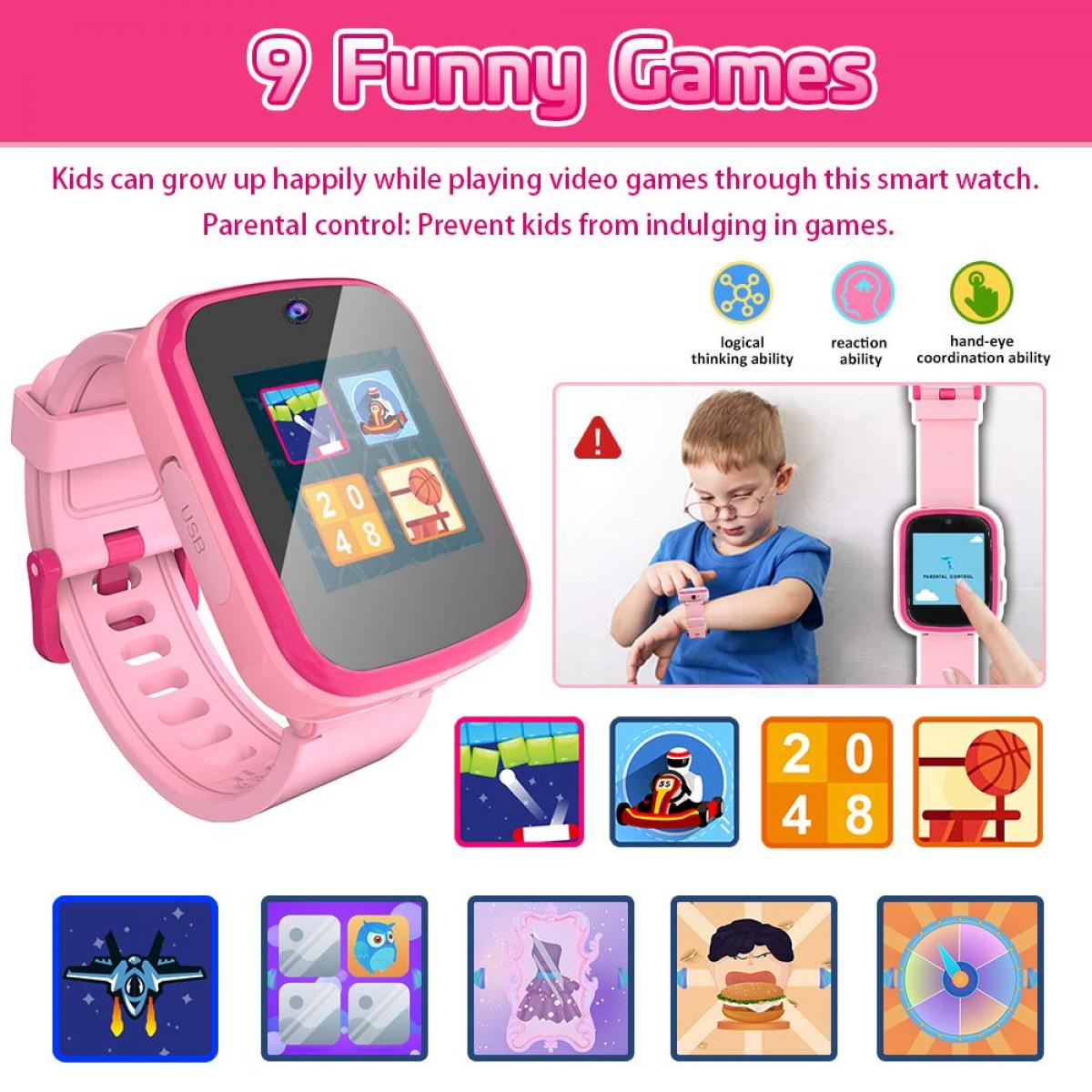 Smartwatch infantil Y90 con cámara de fotos y video, 6 juegos