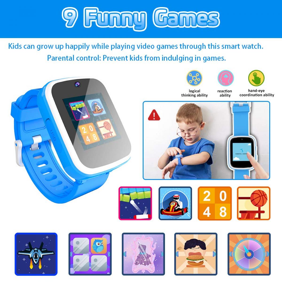  Vakzovy Reloj inteligente para niños y niños, juguetes para  niños de 3 a 8 años, pantalla táctil, reloj con cámara, juego, relojes para  niños, juguetes educativos, carga USB, regalos de cumpleaños