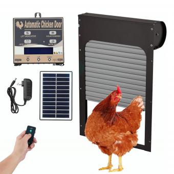 Automatic Chicken Coop Door, Solar Powered with Timer & Light Sensor, Aluminum Weatherproof Multi-Mode, Anti-Pinch