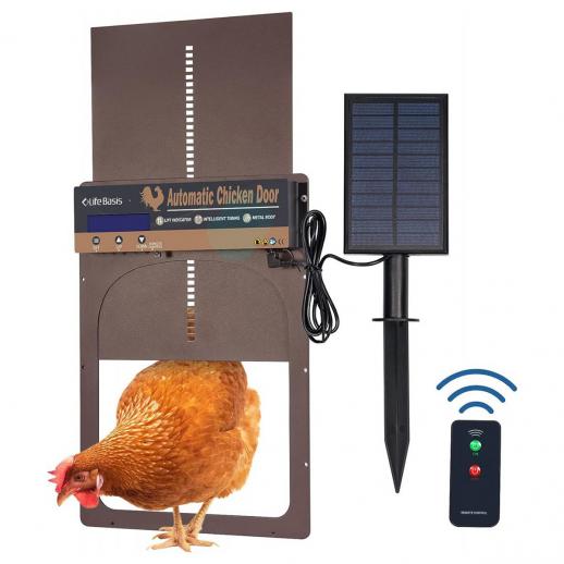 Automatic Chicken Coop Door, Solar Powered With Timer & Light Sensor, Manual & Remote Control, 4 Modes, Waterproof & Anti-Pinch