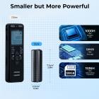 Mini grabadora de voz digital con 1000 h de batería, grabadora de audio activada por voz con reproducción, reducción de ruido DSP, magnética y portátil, 128 GB, para reuniones, conferencias, clases, Kentfaith