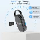 128G 소형 디지털 음성 녹음기, 초장시간 1536H 녹음, 음성 활성화 및 DSP 노이즈 감소, 회의/강의/교실 학습, 열쇠고리 휴대용 선물, Kentfaith