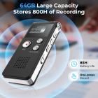 Digital Voice Recorder with 64Gb Storage, 1536 kbps, Voice Activated & Line-in Record, 85H Battery Life, Stores 800 Hours of Recording, Kentfaith