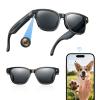 Camera Sunglasses with 8MP Sony Camera for 1080P POVs, 13MP Photos, WiFi Transfer, 10H Music/Calls, 26 Languages Translation, Kentfaith