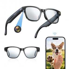 Camera Glasses with 8MP Sony Camera for 1080P POVs, 13MP Photos, WiFi Transfer, 10H Music/Calls, 26 Languages Translation, Kentfaith
