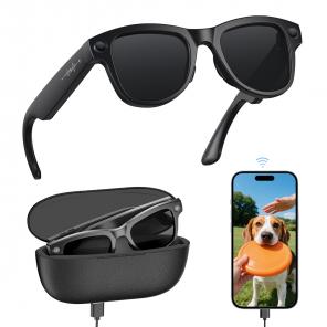 Smart Glasses with Camera, 8MP Sony Sensor, Capture 30MP Photos & 1080P Videos, With 3600mAh Charging Case, Clear Music & Calls, Kentfaith