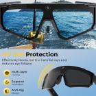 Óculos de Sol com Gravação em Vídeos 1200P 30FPS, Fotos 36MP, Estabilização de Imagem de 6 Eixos, Proteção UV 400, Áudio Open-ear, para Ciclismo, Caminhadas, Pesca, Kentfaith