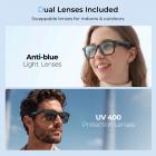 Smart Glasses with Camera, 13MP Sony Lens, Triple Mics with Noise Cancellation, Blue-light Blocking & UV Protection Lenses Included, Kentfaith