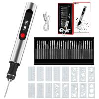 Cordless Engraving Pen with 3 Speeds, 30 Bits, 16 Stencils, for Rocks, Wood, Glass, etc., Battery Powered Wireless Crate Tool, Kentfaith