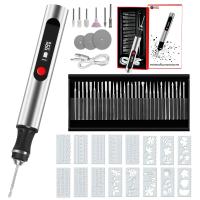 Cordless Engraving Pen with 3 Speeds, 57-in-1 Kit with 30 Bits, 16 Stencils, 6 Grinding Stones, 3 Cutting Wheels, for Rocks, Wood, Glass, etc. Kentfaith