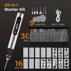 Cordless Engraving Pen with 3 Speeds, 57-in-1 Kit with 30 Bits, 16 Stencils, 6 Grinding Stones, 3 Cutting Wheels, for Rocks, Wood, Glass, etc. Kentfaith